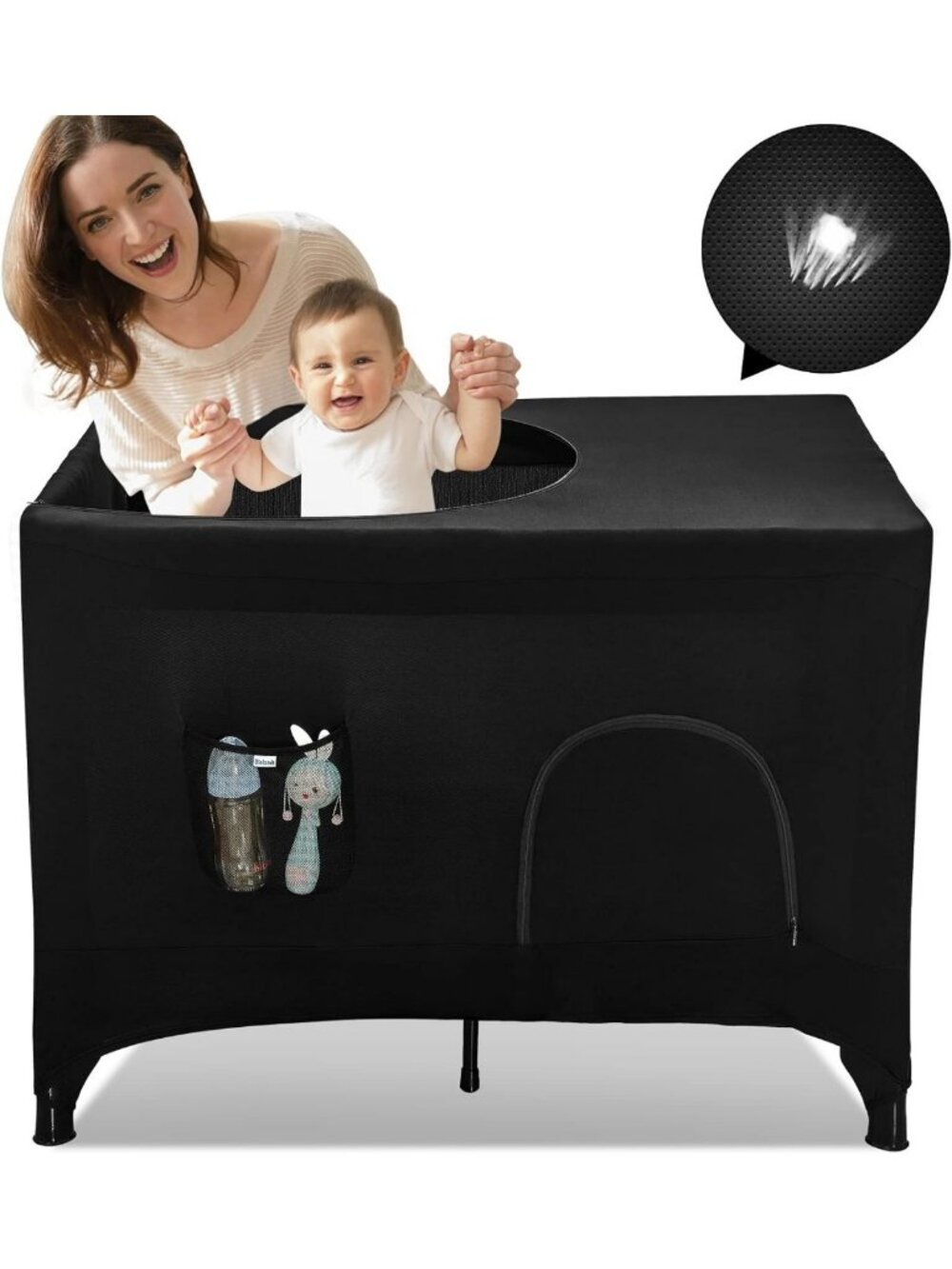 Breathable Blackout Canopy Cover for Pack N Play & Travel Crib - Portable Tent